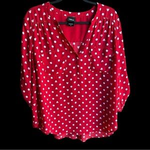Disney Minnie Mouse Harper Pullover Blouse - Georgette Dot Red & White  - NWOT